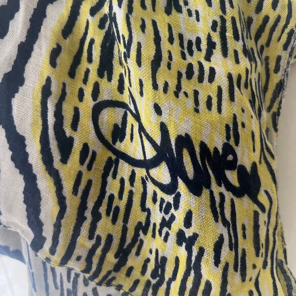 Diane Von Furstenburg Shawl Scarf Lightweight Navy White Yellow - Picture 2 of 8